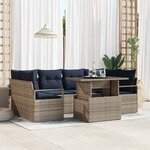 vidaXL Ensemble de canapé de jardin 7 Pièces gris et bleu marine