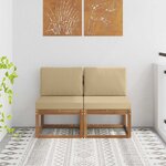 vidaXL 2 Pièce Sofa de milieu extérieur Bois d'Acacia Massif Naturel