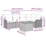 Ensemble de Sofa de Jardin 6 Pièces avec Oreillers Beige Rattan Poly Acacia