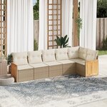 vidaXL Salon de jardin avec coussins 6 Pièces beige résine tressée