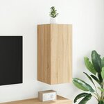 vidaXL Meuble TV mural avec lumières LED chêne sonoma 30 5x35x70 cm