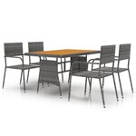 vidaXL Mobilier à dîner d'extérieur 5 Pièces Résine tressée Gris