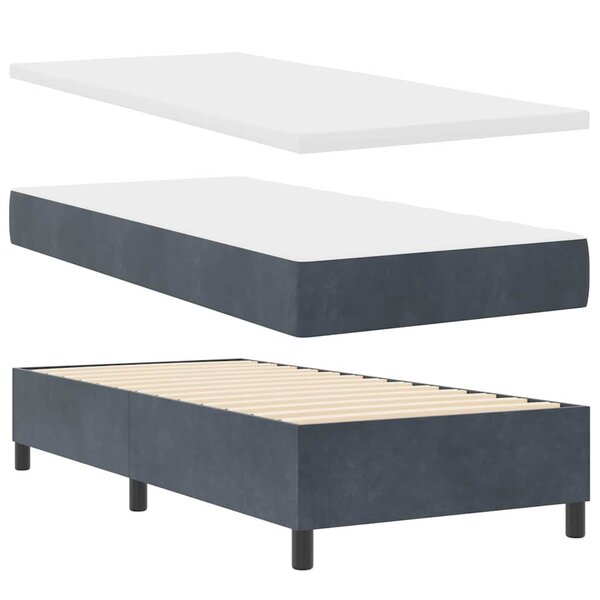 vidaXL Lit à ressorts avec matelas Gris foncé 100 x 200 cm Velours
