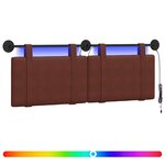 vidaXL Tête de lit suspendue Avec lumière LED Brun Brillant PU antique