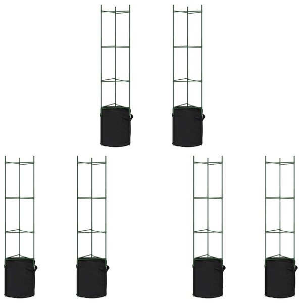vidaXL Cages à tomates avec sacs à plantes 6 Pièces 154 cm acier et PP