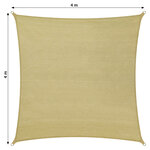Tectake Voile d'ombrage carrée, beige - 400 x 400 cm