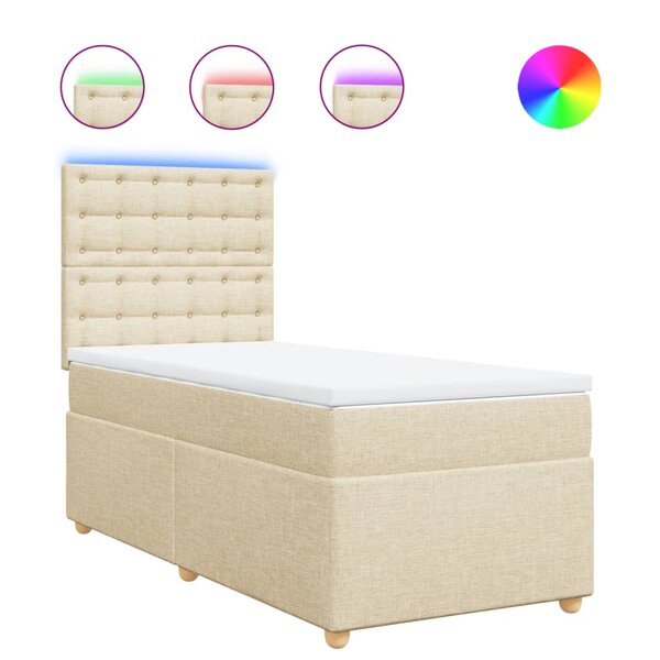 vidaXL Sommier à lattes de lit avec matelas Crème 100x200 cm Tissu