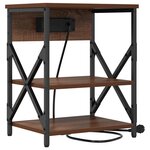 vidaXL Table de nuit avec station de chargement 2 Pièces Chêne marron