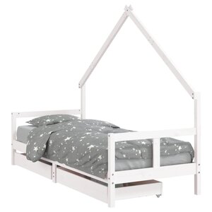 vidaXL Cadre de lit enfant tiroirs blanc 80x200 cm bois de pin massif