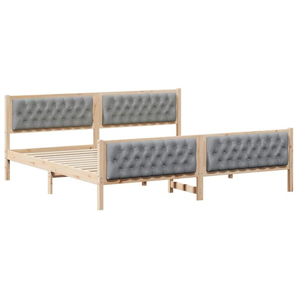 vidaXL Cadre de lit Gris clair 200 x 200 cm Pin massif