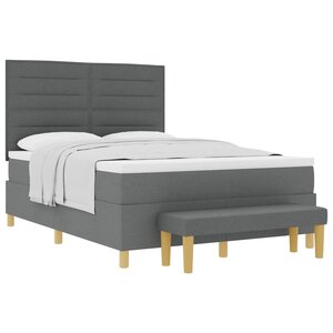 vidaXL Lit à ressorts avec coussin Gris foncé 200 x 140 cm tissu