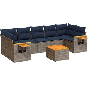 vidaXL Salon de jardin 8 Pièces avec coussins gris résine tressée