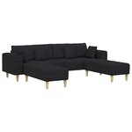 vidaXL Sofa en tissu avec coussin Noir 208 cm tissu