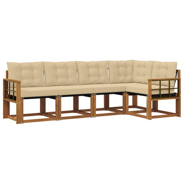 vidaXL Ensemble de canapés d'extérieur 5 Pièces Naturel et Beige