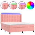 vidaXL Sommier à lattes de lit matelas et LED Rose 180x200 cm Velours