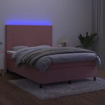vidaXL Sommier à lattes de lit et matelas LED Rose 140x200 cm Velours