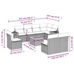 vidaXL Salon de jardin 9 Pièces avec coussins gris résine tressée