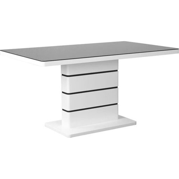 Table de séjour 150x90 cm - Laqué blanc et verre noir - STRIPES