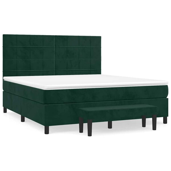 vidaXL Sommier à lattes de lit et matelas Vert foncé 180x200cm Velours
