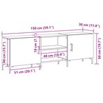 Meuble TV vidaXL Noir Chêne 150x30x50 cm Bois d'ingénierie