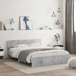 vidaXL Cadre de lit avec tête de lit et LED gris béton 150x200 cm