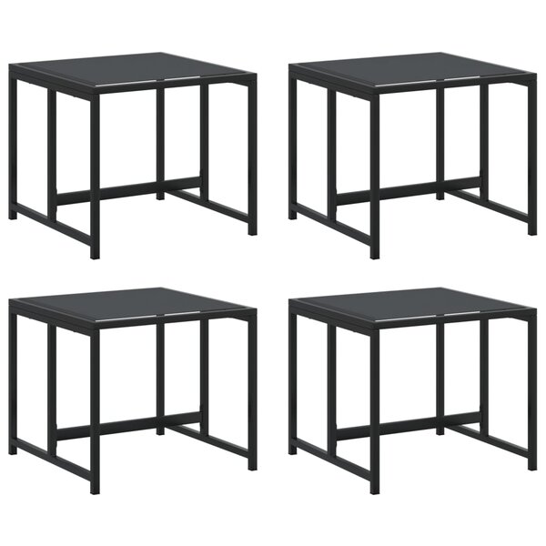vidaXL Tabourets de jardin 4 Pièces noir acier et textilène
