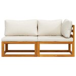 vidaXL Ensemble de canapés 2 Pièces et coussins blanc crème Acacia solide