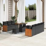 vidaXL Ensemble de canapé de jardin avec coussin 10 Pièces Noir