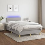 vidaXL Sommier à lattes de lit matelas LED gris clair 120x190 cm tissu