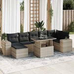 vidaXL Salon de jardin 8 Pièces avec coussins gris clair résine tressée