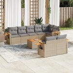 vidaXL Salon de jardin 9 Pièces avec coussins gris résine tressée