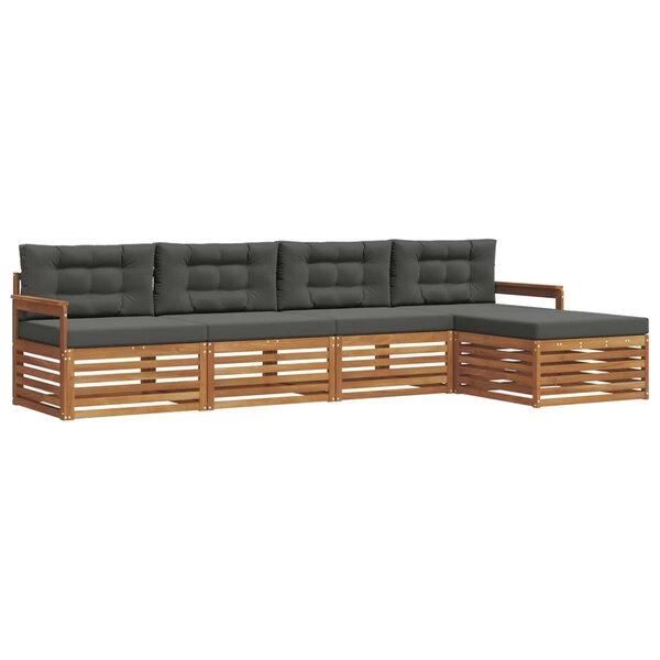 vidaXL Ensemble de canapés d'extérieur 5 Pièces Naturel et Anthracite
