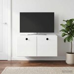 vidaXL Meuble TV mural 59 5 x 41 x 30 cm Blanc brillant