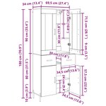 vidaXL Haut Armoire 2 Pièces Bois Ancien Bois d'ingénierie