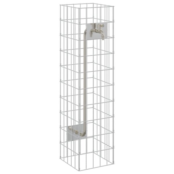 vidaXL Colonne Gabion avec Robinet d'Eau 100x25x25 cm Acier Inoxydable 304
