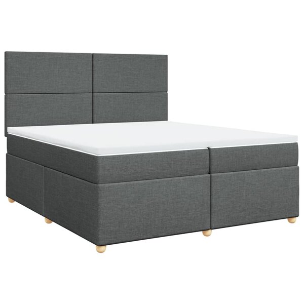 vidaXL Sommier à lattes de lit avec matelas Gris foncé 200x200cm Tissu
