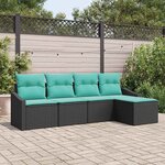 vidaXL Ensemble de Canapés avec coussin 5 Pièces Noir polyrotin