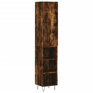 vidaXL Buffet haut Chêne fumé 34 5x34x180 cm Bois d'ingénierie