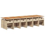 vidaXL Ensemble à manger de jardin et coussins 17 Pièces beige