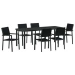 vidaXL Ensemble de salle à manger pour jardin 7 Pièces Noir