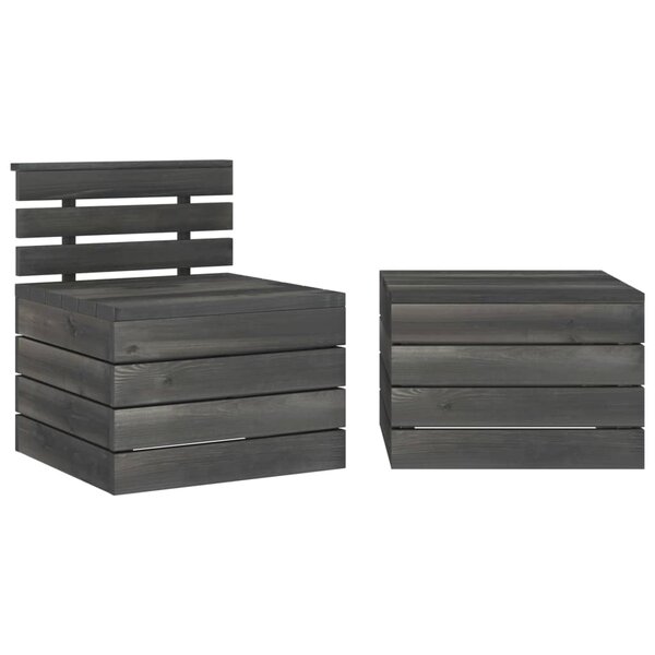 vidaXL Salon de jardin palette 2 Pièces Bois de pin massif Gris foncé