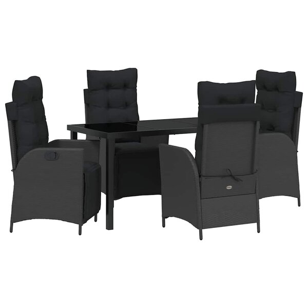 vidaXL Ensemble de salle à manger pour jardin 5 Pièces Noir polyrotin