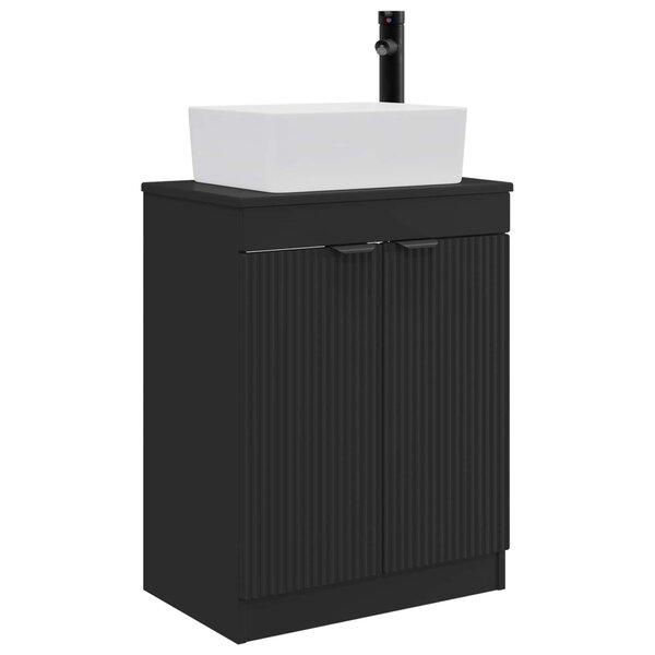 vidaXL Meuble de salle de bain avec évier Noir 54 x 35 x 83 cm