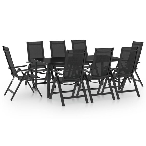 vidaXL Ensemble à manger de jardin 9 Pièces aluminium anthracite
