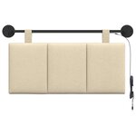 vidaXL Tête de lit suspendue Avec lumière LED Crème Tissu