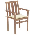 vidaXL Chaises de jardin lot de 2 et coussins crème Bois teck massif