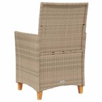 vidaXL Chaises de jardin coussins lot de 2 beige résine tressée bois