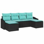 vidaXL Ensemble de Canapés avec coussin 6 Pièces Noir polyrotin