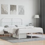 vidaXL Cadre de lit métal avec tête de lit blanc 140x190 cm