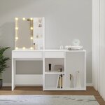 vidaXL Coiffeuse à LED avec armoire Blanc Bois d'ingénierie